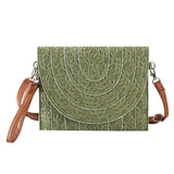 Stitch Detailed Straw Crossbody Bag - Madeline Love - Flyclothing LLC
