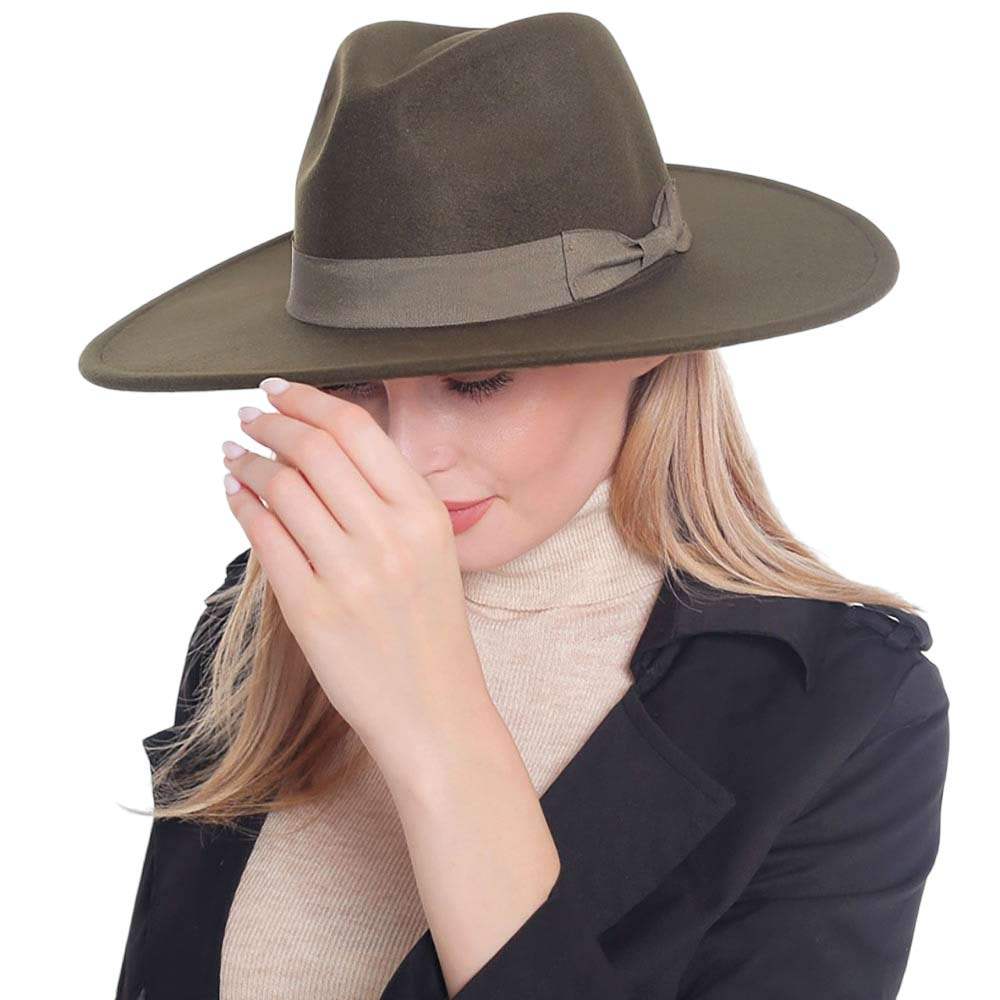 Bow Band Pointed Solid Panama Hat - Madeline Love - Flyclothing LLC