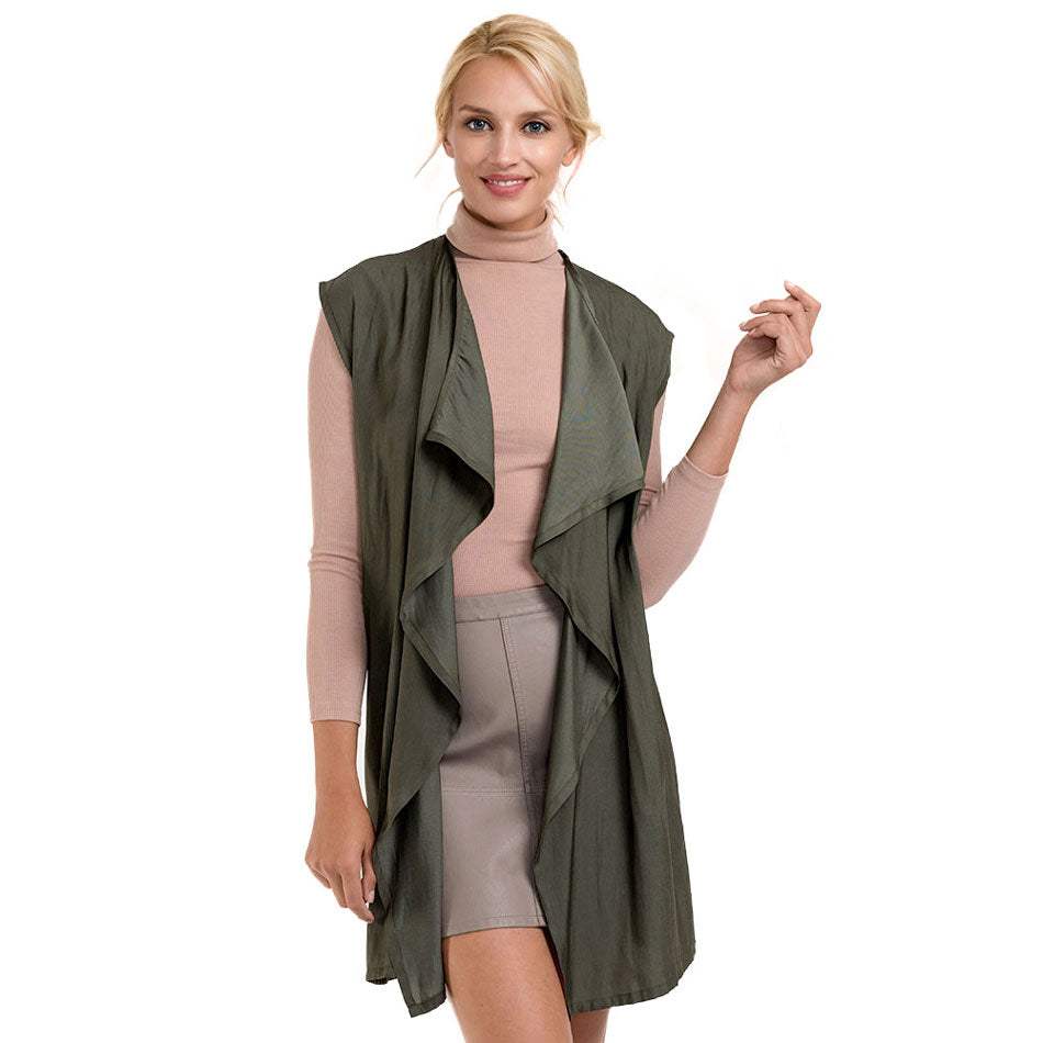 Waterfall Lapel Satin Vest - Madeline Love - Flyclothing LLC