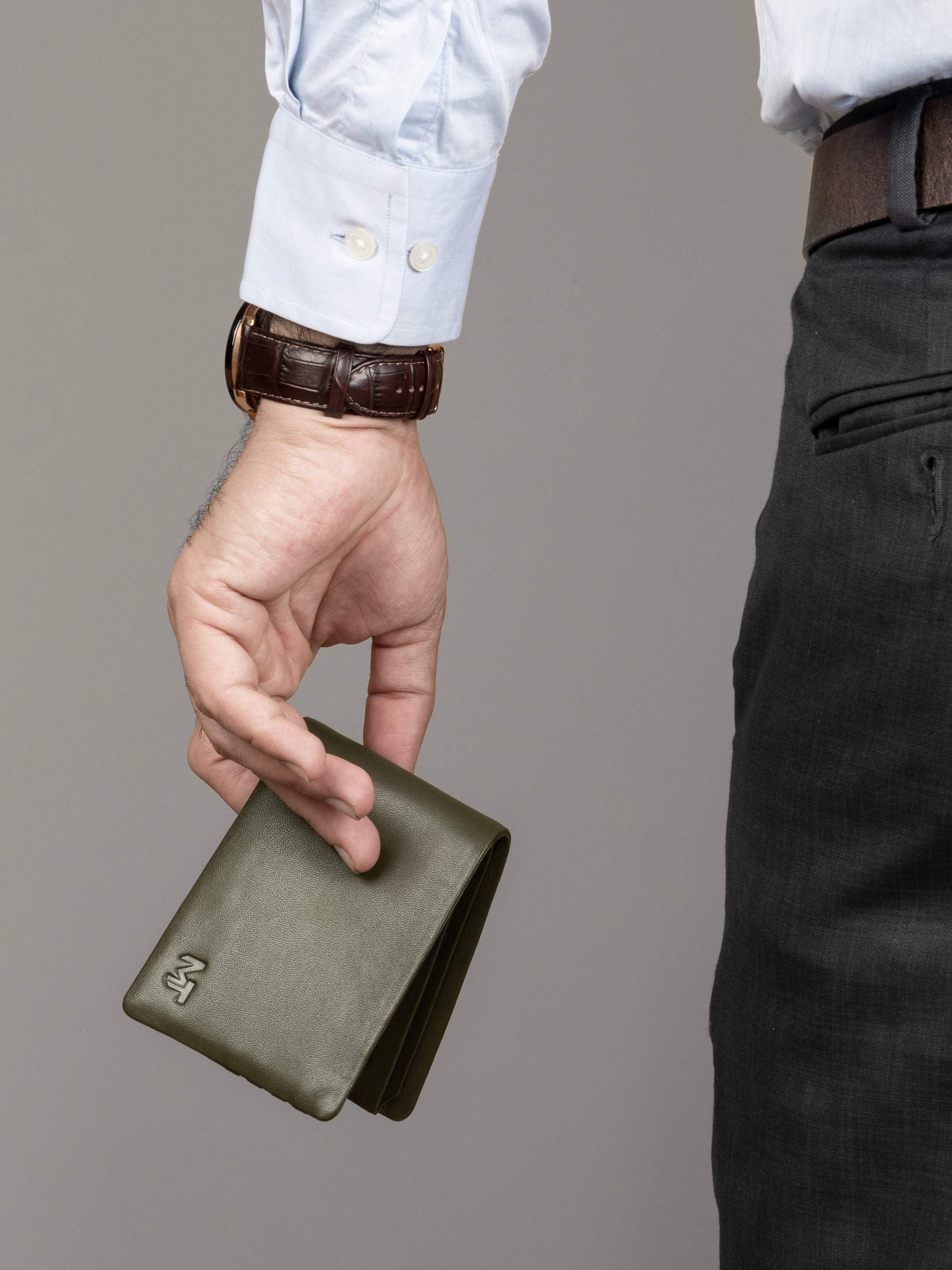 Olive Kodiak Bifold Wallet - Classy Leather Bags - Flyclothing LLC