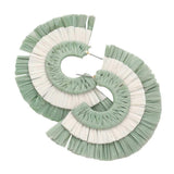 Two Tone Raffia Half Round Earrings - Madeline Love - Flyclothing LLC