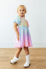 Ombre Puff Sleeve Sequin Dress - Mila & Rose ® - Flyclothing LLC