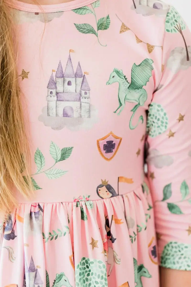 Once Upon a Time 3/4 Sleeve Pocket Twirl Dress - Mila & Rose ® - Flyclothing LLC