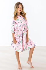 Once Upon a Time 3/4 Sleeve Pocket Twirl Dress - Mila & Rose ® - Flyclothing LLC