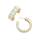 Baguette Stone Cluster Hoop Evening Earrings - Madeline Love - Flyclothing LLC