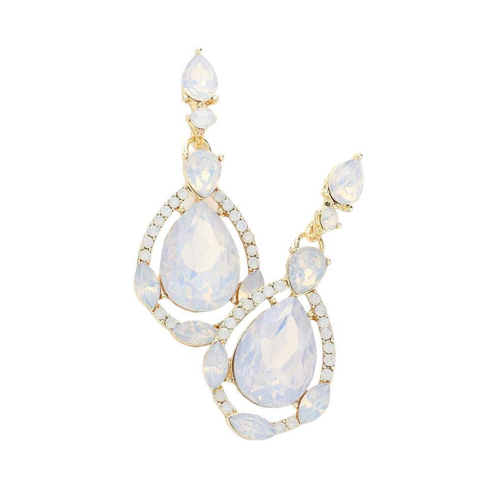 Crystal Rhinestone Teardrop Evening Earrings - Madeline Love - Flyclothing LLC