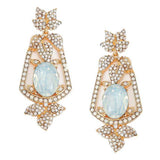 Oval Crystal Rhinestone Leaf Evening Earrings - Madeline Love - Flyclothing LLC