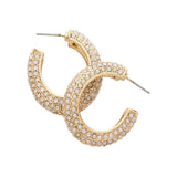 Rhinestone Embellished Oval Hoop Evening Earrings - Madeline Love - Flyclothing LLC
