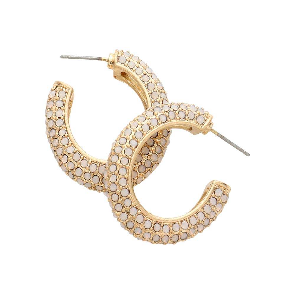 Rhinestone Embellished Oval Hoop Evening Earrings - Madeline Love - Flyclothing LLC