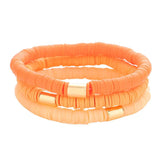 3PCS Metal Cylinder Heishi Beaded Stretch Bracelets - Madeline Love - Flyclothing LLC