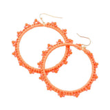Beaded Pointed Raffia Wrapped Open Circle Dangle Earrings - Madeline Love - Flyclothing LLC