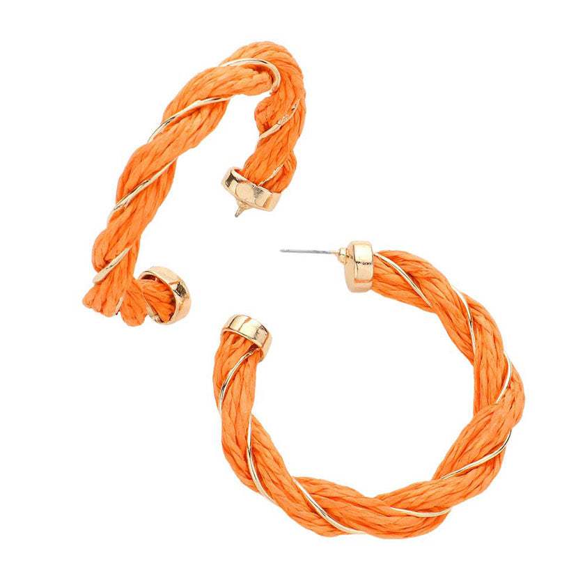 Braided Raffia Hoop Earrings - Madeline Love - Flyclothing LLC