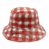 Checkered Faux Fur Bucket Hat - Madeline Love - Flyclothing LLC