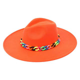 Colorful Chain Accented Solid Panama Hat - Madeline Love - Flyclothing LLC