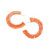 Cube Bead Embellished Raffia Hoop Earrings - Madeline Love - Flyclothing LLC