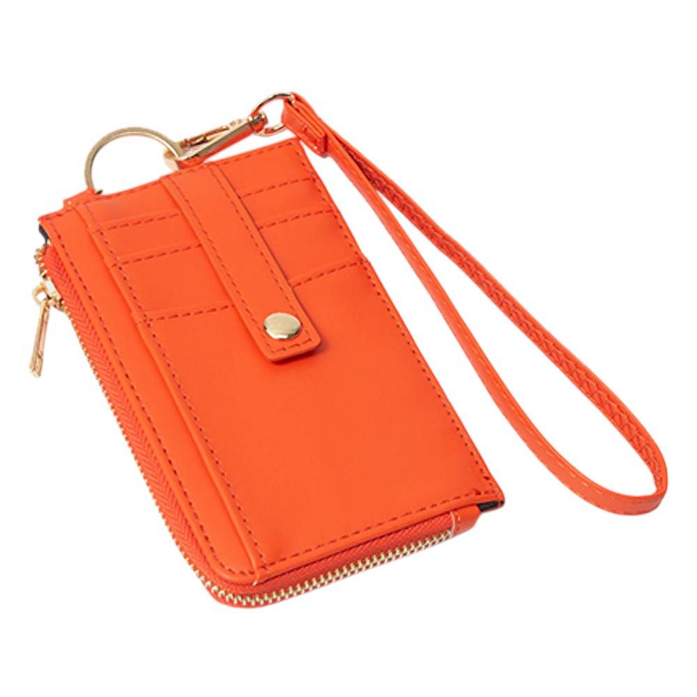 Faux Leather Basket Weave Flat Card Holder Wallet with Wristlet - Madeline Love - Flyclothing LLC