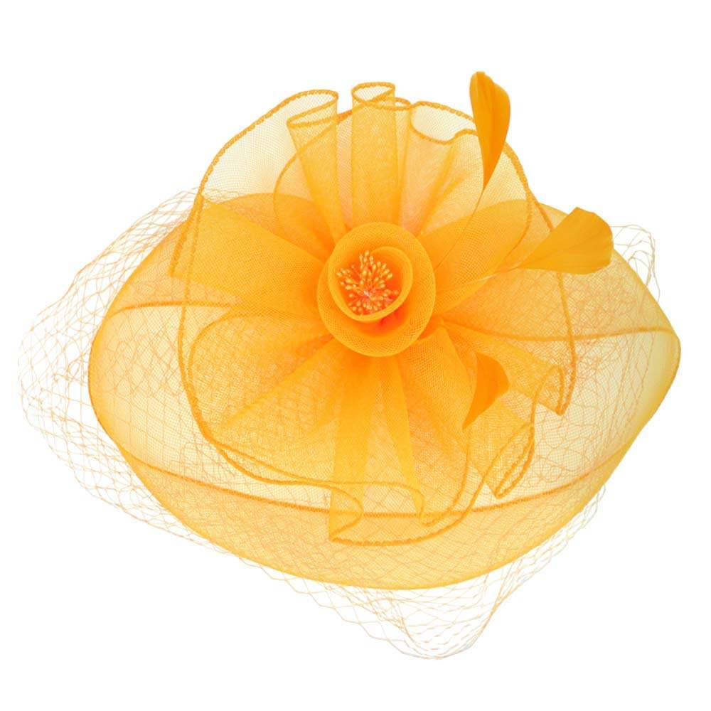 Feather Mesh Flower Fascinator Headband - Madeline Love - Flyclothing LLC