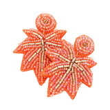 Felt Back Beaded Maple Leaf Dangle Earrings - Madeline Love - Flyclothing LLC