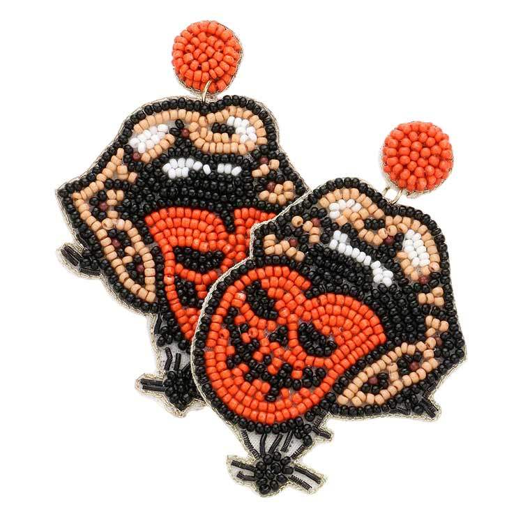 Felt Back Beaded Tongue Out Of Mouth Spider Dangle Earrings - Madeline Love - Flyclothing LLC