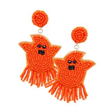 Felt Back Seed Beaded Ghost Dangle Earrings - Madeline Love - Flyclothing LLC