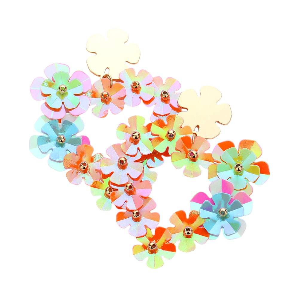 Flower Cluster Heart Dangle Earrings - Madeline Love - Flyclothing LLC