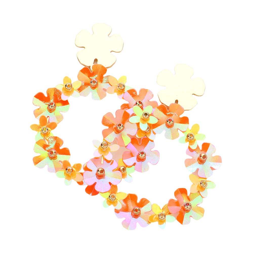 Flower Cluster Open Circle Dangle Earrings - Madeline Love - Flyclothing LLC