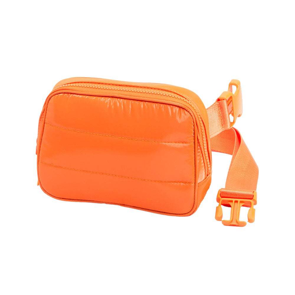Glossy Puffer Rectangle Sling Bag Fanny Bag Belt Bag - Madeline Love - Flyclothing LLC