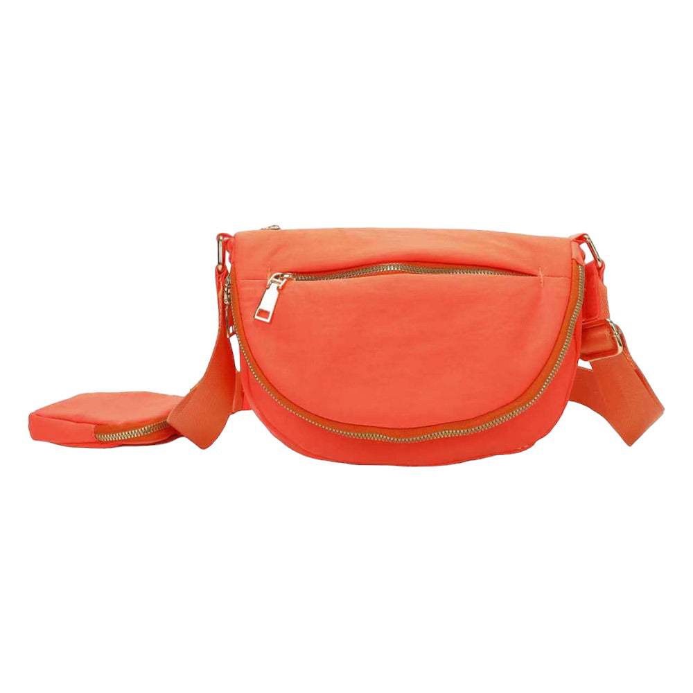 Half Round Solid Nylon Crossbody Bag - Madeline Love - Flyclothing LLC