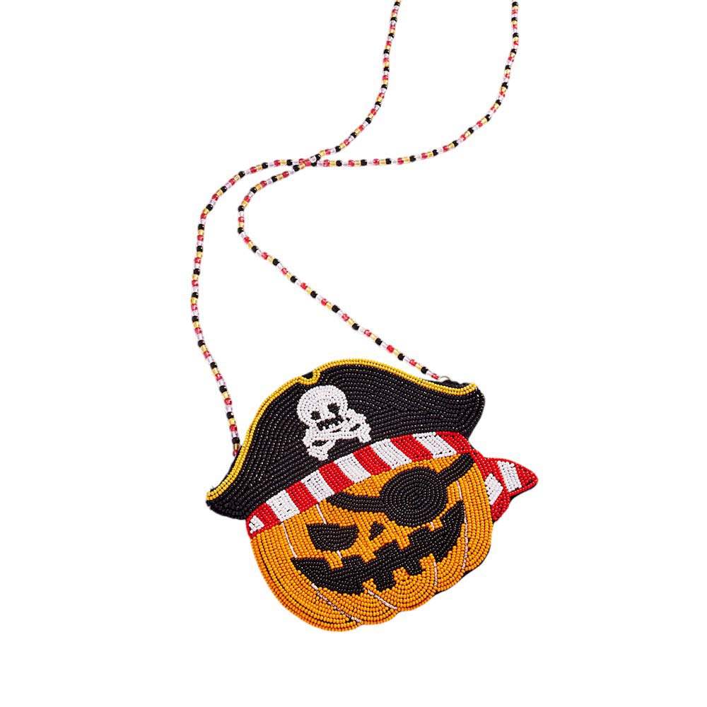 Halloween Pirate Pumpkin Beaded Mini Crossbody Bag - Madeline Love - Flyclothing LLC