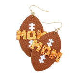 MOM Message Faux Leather Football Dangle Earrings - Madeline Love - Flyclothing LLC