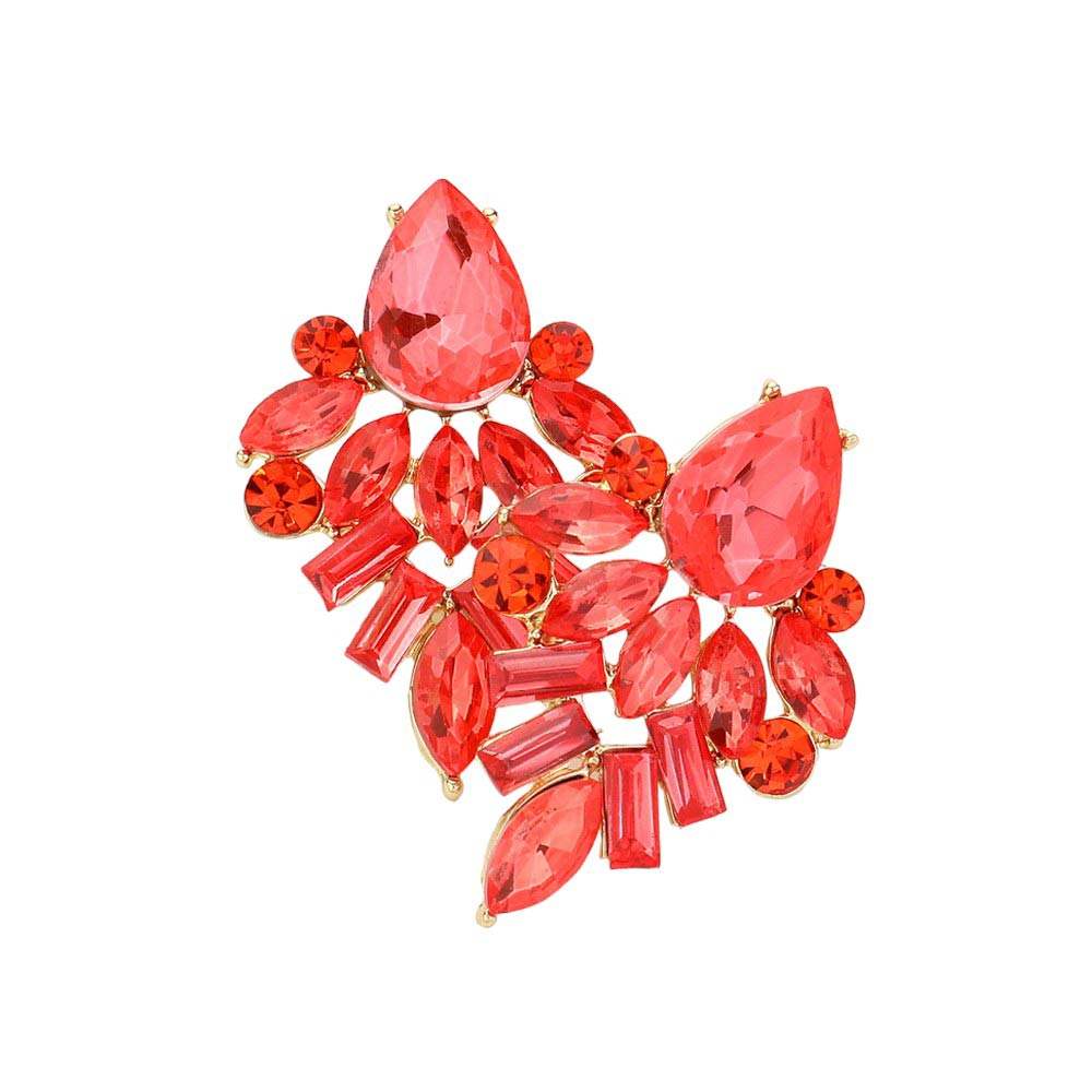 Marquise Baguette Stone Cluster Evening Earrings - Madeline Love - Flyclothing LLC