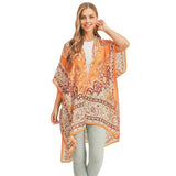 Patterned Cover Up Kimono Poncho - Madeline Love - Flyclothing LLC