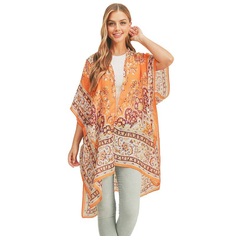 Patterned Cover Up Kimono Poncho - Madeline Love - Flyclothing LLC