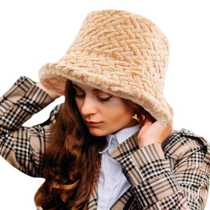 Patterned Faux Fur Solid Bucket Hat - Madeline Love - Flyclothing LLC