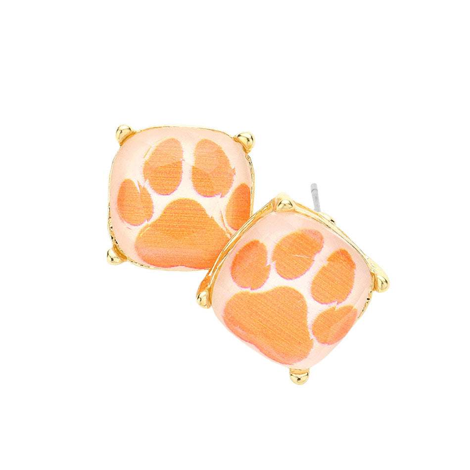 Paw Accented Square Stud Earrings - Madeline Love - Flyclothing LLC