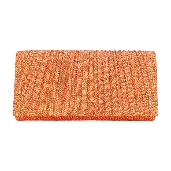 Pleated Shimmery Evening Clutch Crossbody Bag - Madeline Love - Flyclothing LLC