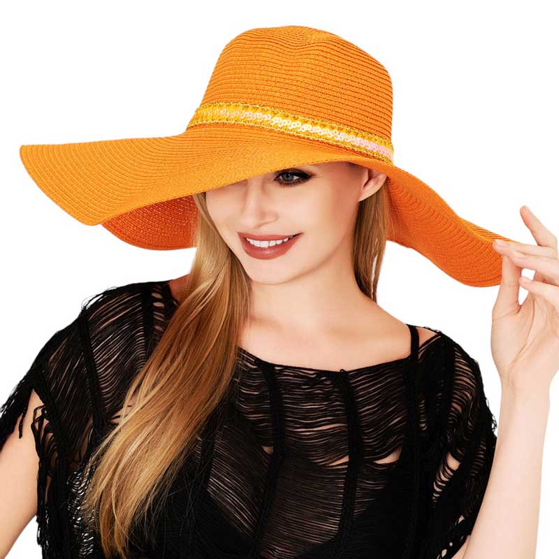 Sequin Band Pointed Straw Sun Hat - Madeline Love - Flyclothing LLC