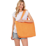Solid Crochet Straw Tote Bag / Beach Bag - Madeline Love - Flyclothing LLC