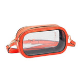 Solid Faux Leather Transparent Rectangle Crossbody Bag - Madeline Love - Flyclothing LLC