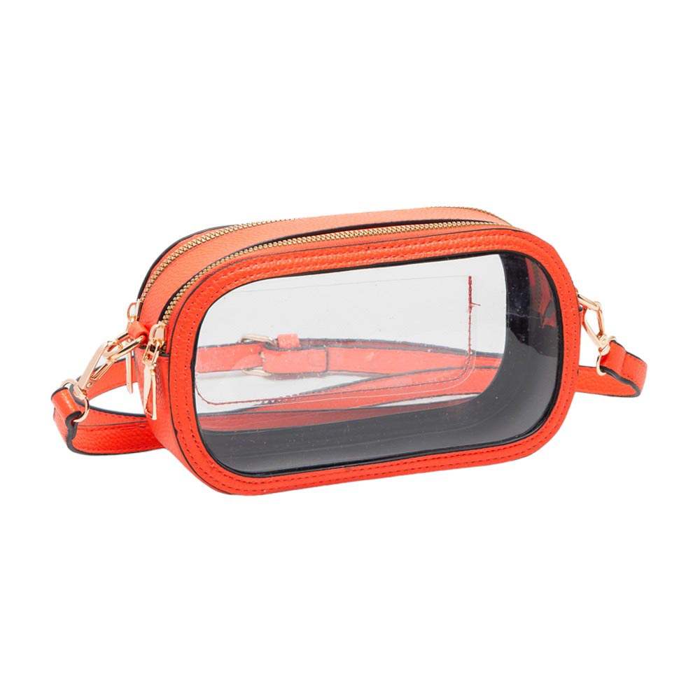 Solid Faux Leather Transparent Rectangle Crossbody Bag - Madeline Love - Flyclothing LLC