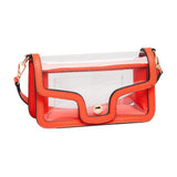 Solid Faux Leather Transparent Rectangle Shoulder Bag - Madeline Love - Flyclothing LLC