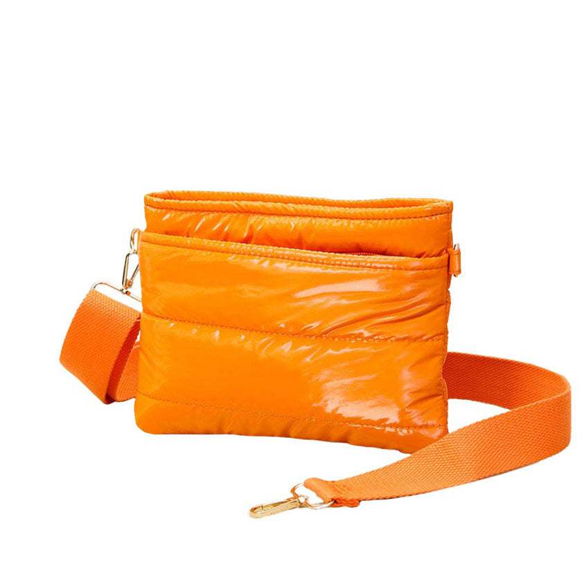 Glossy Solid Puffer Crossbody Bag - Madeline Love - Flyclothing LLC