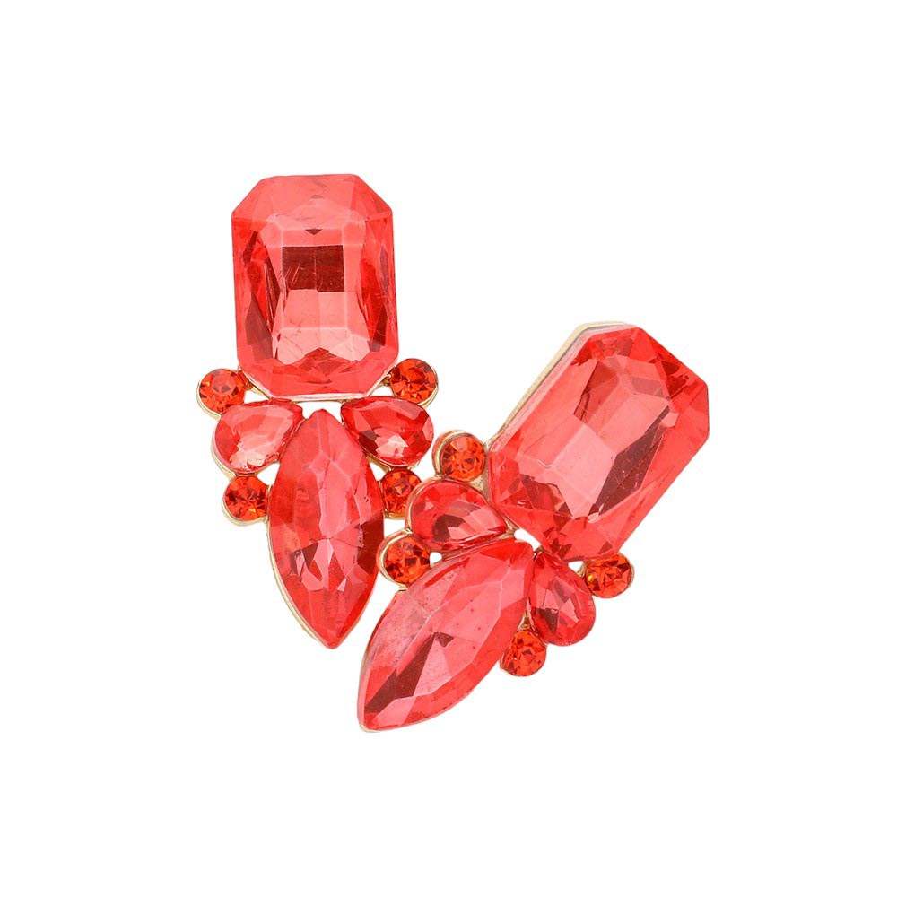 Square Marquise Stone Cluster Evening Earrings - Madeline Love - Flyclothing LLC