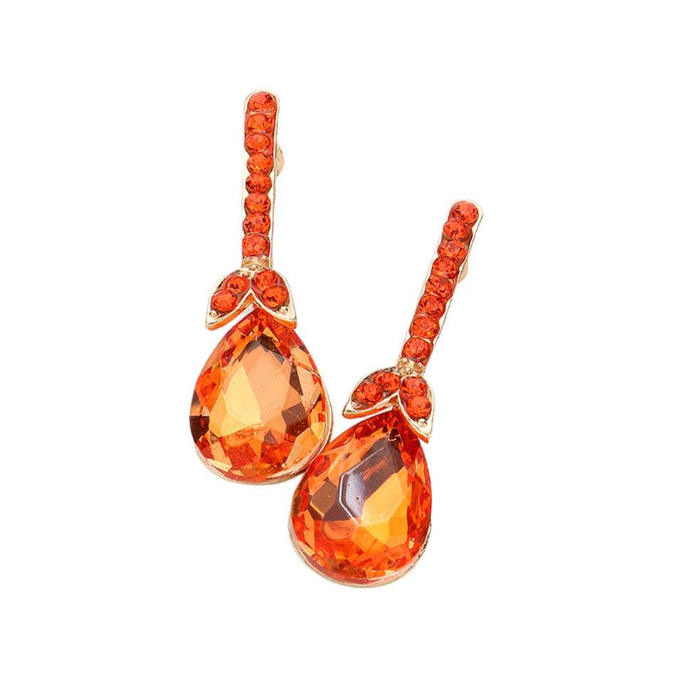 Teardrop Stone Accented Evening Earrings - Madeline Love - Flyclothing LLC