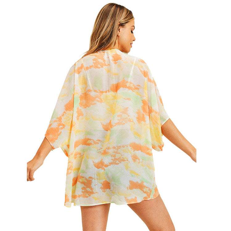 Trendy Tie Dye Cover Up Kimono Poncho - Madeline Love - Flyclothing LLC