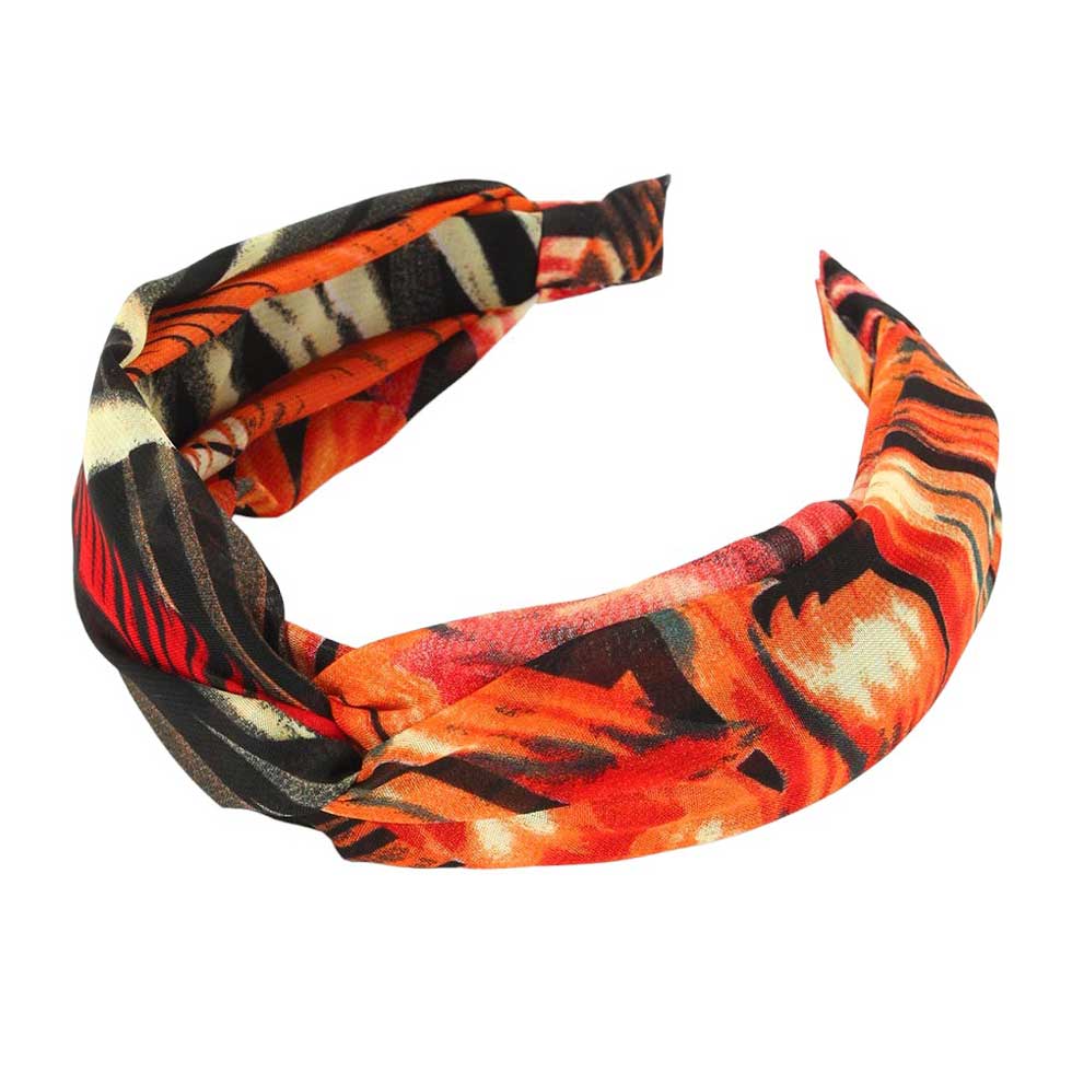 Tropical Leaf Patterned Twisted Headband - Madeline Love - Flyclothing LLC