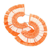 Two Tone Raffia Half Round Earrings - Madeline Love - Flyclothing LLC