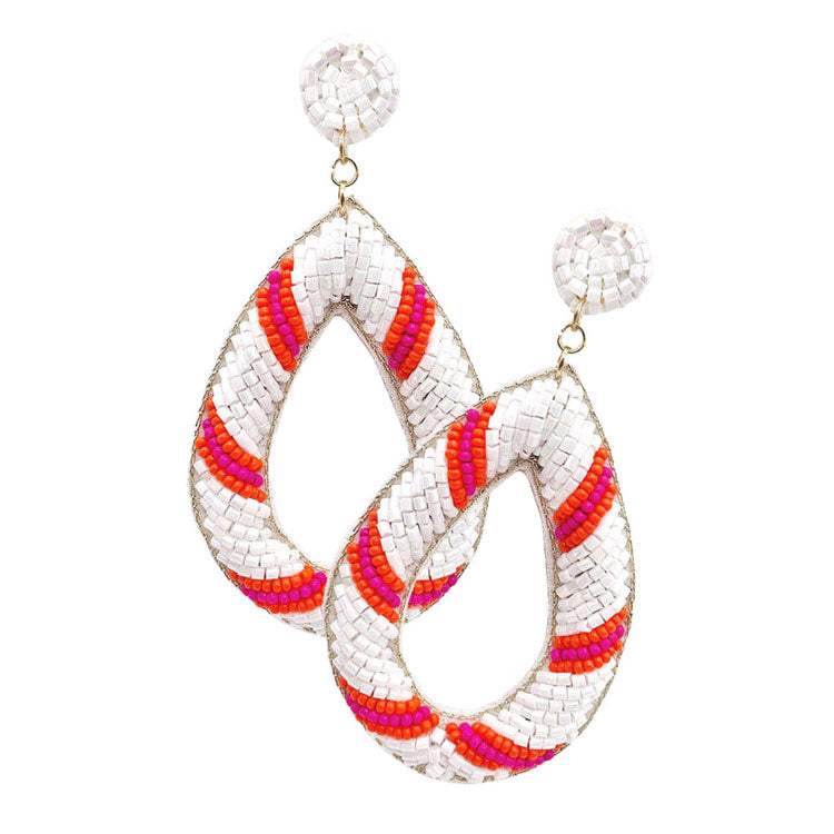 Felt Back Beaded Open Teardrop Dangle Earrings - Madeline Love - Flyclothing LLC