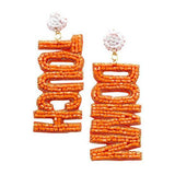 Felt Back Touch Down Message Beaded Dangle Earrings - Madeline Love - Flyclothing LLC