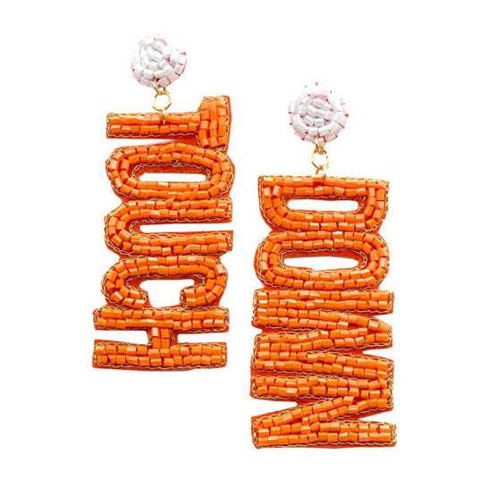 Felt Back Touch Down Message Beaded Dangle Earrings - Madeline Love - Flyclothing LLC
